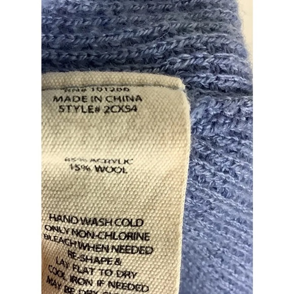 Soft Surroundings Sz S Knit Hoodie Blue Acrylic Wool Pullover Kangaroo Pocket - Picture 6 of 6